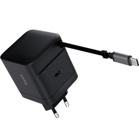 Trust Maxo Cargador de Pared 65 W USB-C con Cable Retráctil Negro Trust Maxo Cargador de Pared 65 W USB-C con Cable Retráctil Negro